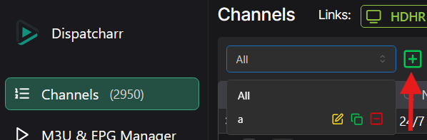 Channel Profile drop-down with the create-profile icon highlighted